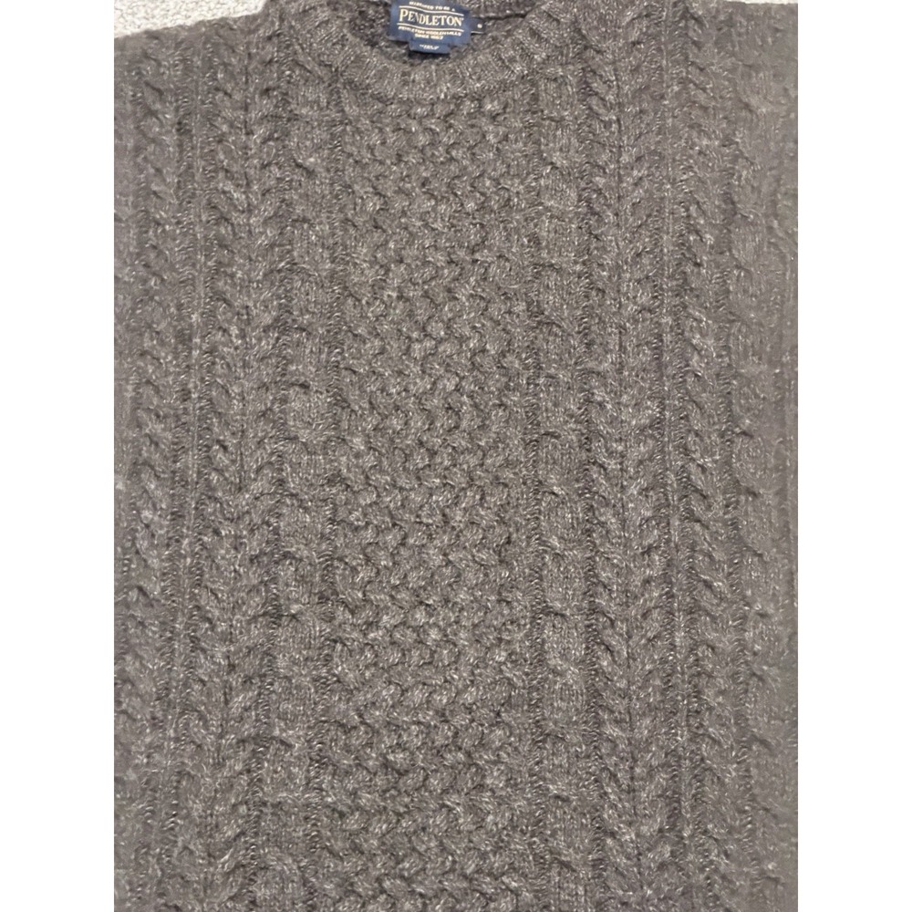 Pendleton Men's Shetland Fisherman Wool Cable Knit Sweater Small Brown - Picture 6 of 9